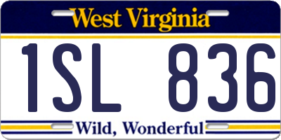 WV license plate 1SL836