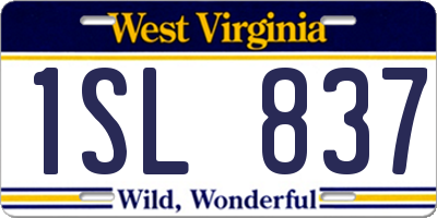 WV license plate 1SL837