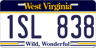 WV license plate 1SL838