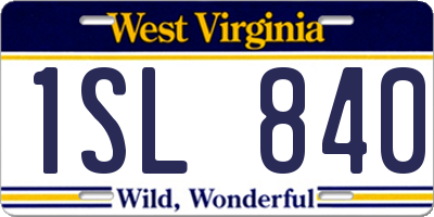 WV license plate 1SL840