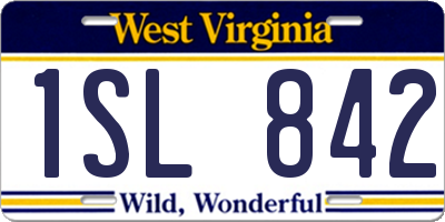 WV license plate 1SL842