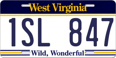 WV license plate 1SL847