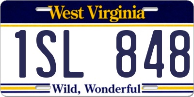 WV license plate 1SL848
