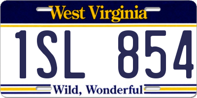 WV license plate 1SL854