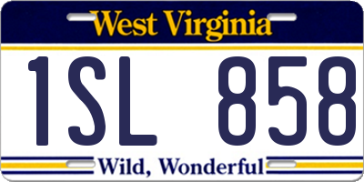 WV license plate 1SL858