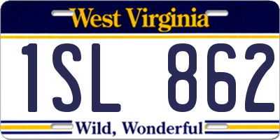 WV license plate 1SL862