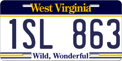 WV license plate 1SL863