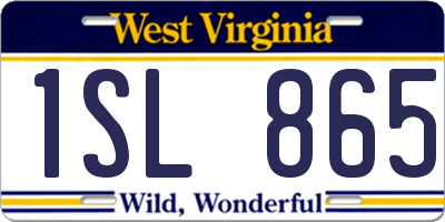 WV license plate 1SL865