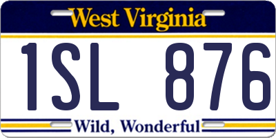 WV license plate 1SL876
