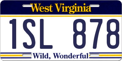 WV license plate 1SL878