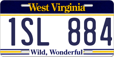 WV license plate 1SL884