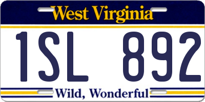 WV license plate 1SL892