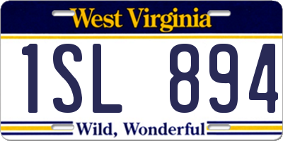 WV license plate 1SL894