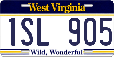 WV license plate 1SL905