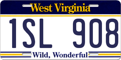 WV license plate 1SL908