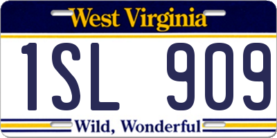 WV license plate 1SL909