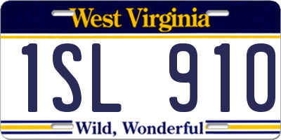 WV license plate 1SL910