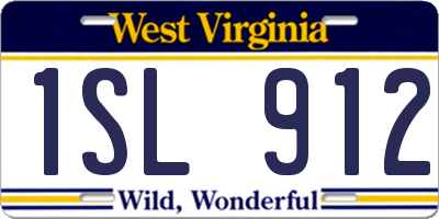 WV license plate 1SL912