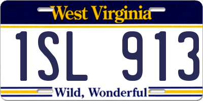 WV license plate 1SL913