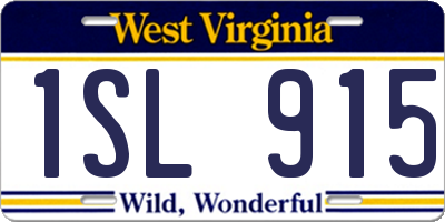 WV license plate 1SL915