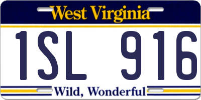WV license plate 1SL916