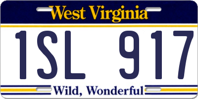 WV license plate 1SL917