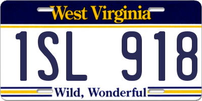 WV license plate 1SL918