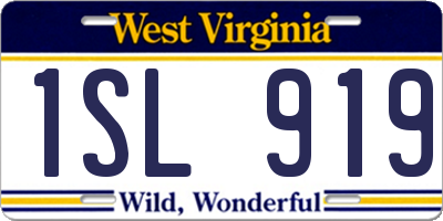 WV license plate 1SL919