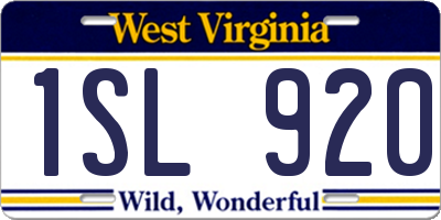 WV license plate 1SL920