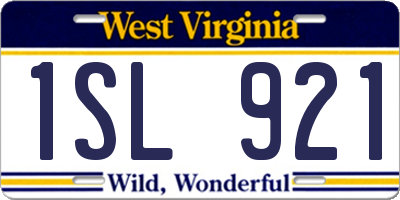 WV license plate 1SL921