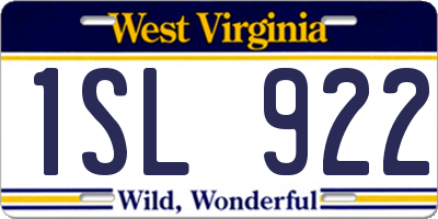 WV license plate 1SL922