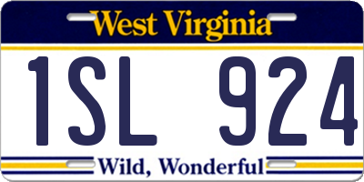 WV license plate 1SL924