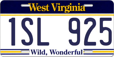 WV license plate 1SL925