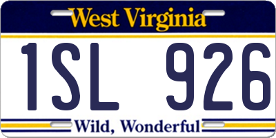 WV license plate 1SL926