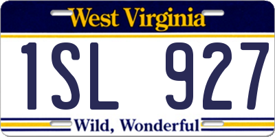 WV license plate 1SL927