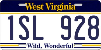 WV license plate 1SL928