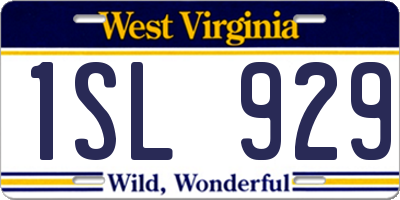 WV license plate 1SL929