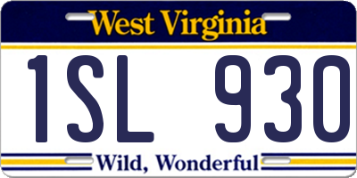 WV license plate 1SL930