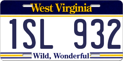 WV license plate 1SL932