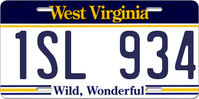 WV license plate 1SL934