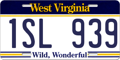 WV license plate 1SL939