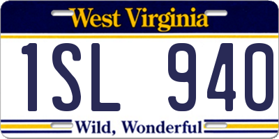 WV license plate 1SL940