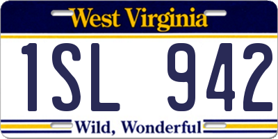 WV license plate 1SL942