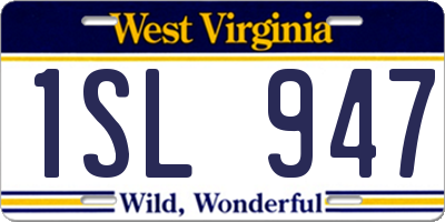 WV license plate 1SL947