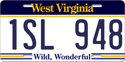 WV license plate 1SL948