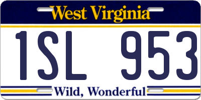 WV license plate 1SL953