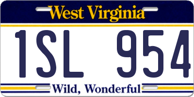WV license plate 1SL954