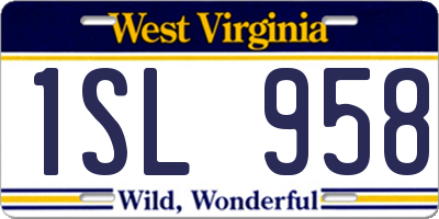 WV license plate 1SL958