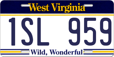 WV license plate 1SL959