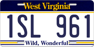 WV license plate 1SL961